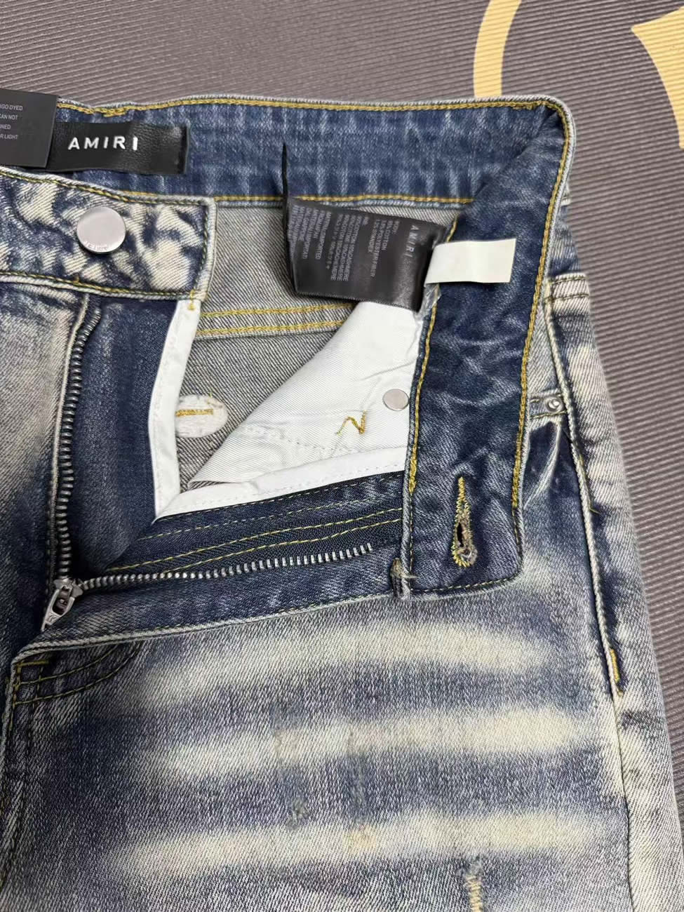 Amiri Jeans Men Letters Trousers Repair Low Rise Skinny (4) - www.newkick.org